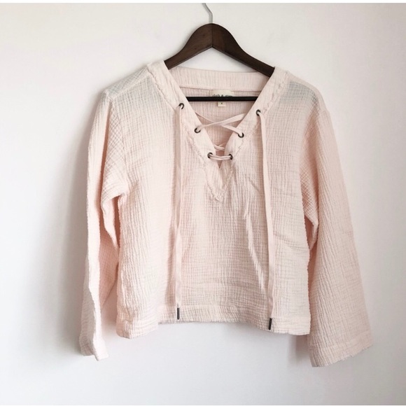 Cloth & Stone Pink Lace Up Top - Picture 5 of 11